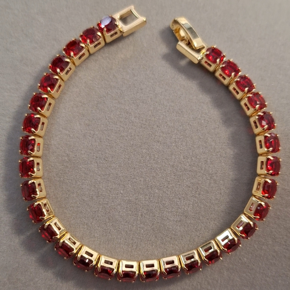 Rubies diamond cut cushion shape bracelet